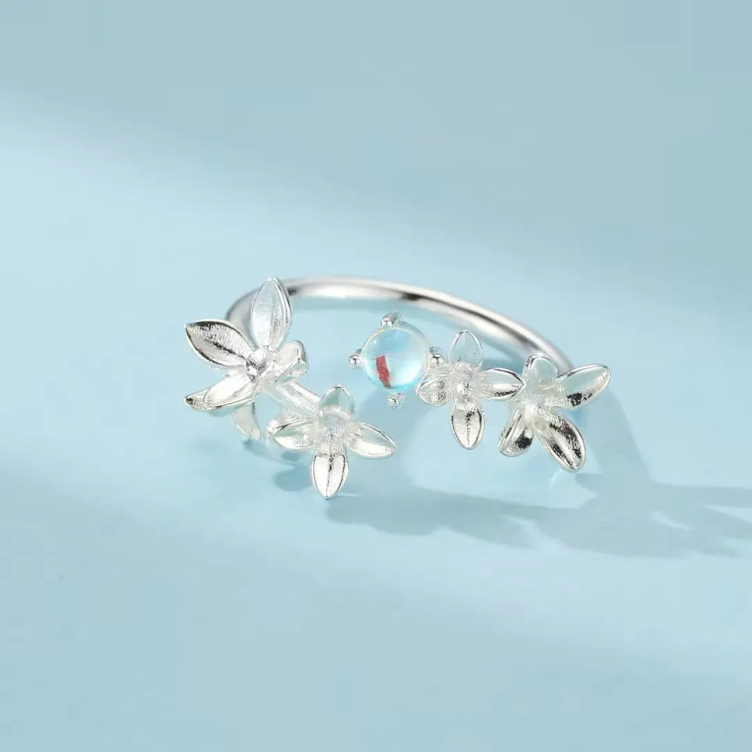 Mondsteinring "Himmlischer Halo" Silber