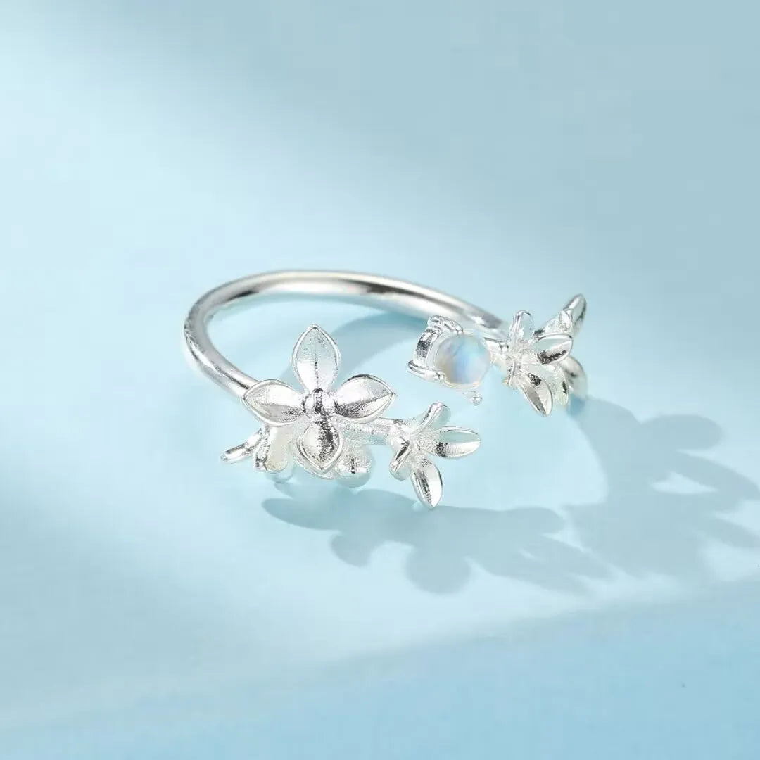 Mondsteinring "Himmlischer Halo" Silber