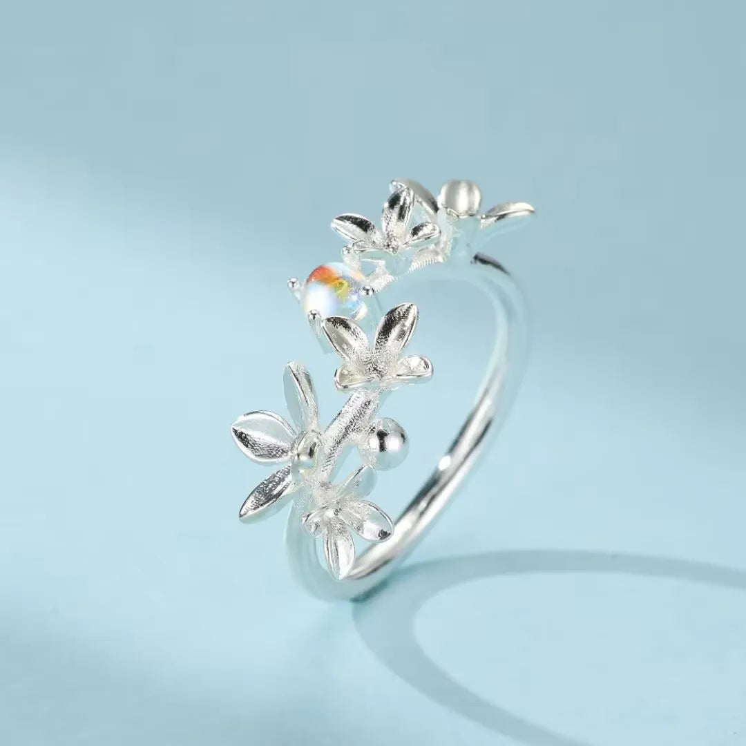 Mondsteinring "Himmlischer Halo" Silber