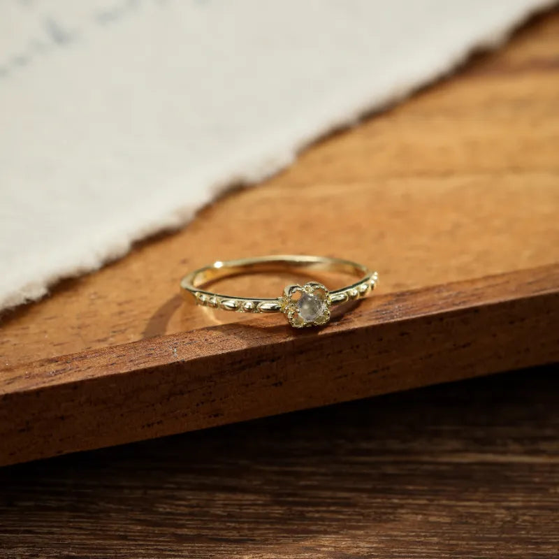 Moonstone Ring "Sweet Dream" Gold-Plated Silver