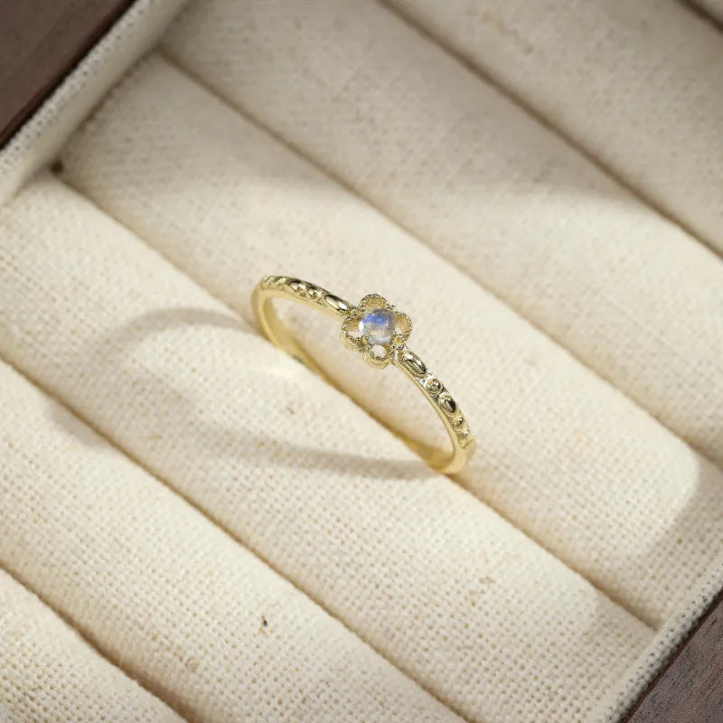 Moonstone Ring "Sweet Dream" Gold-Plated Silver