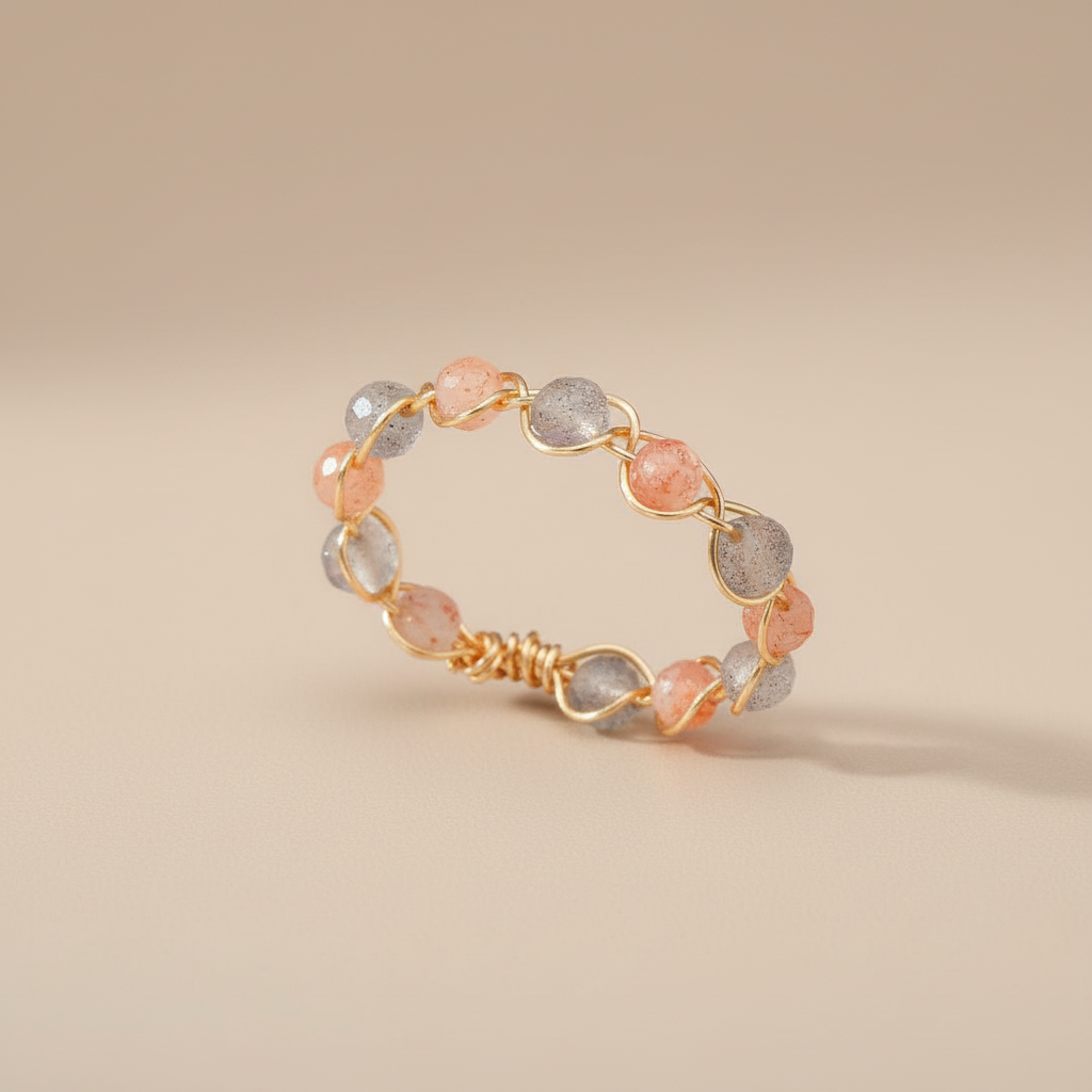 Sunstone and Moonstone Ring "Astral Shine"