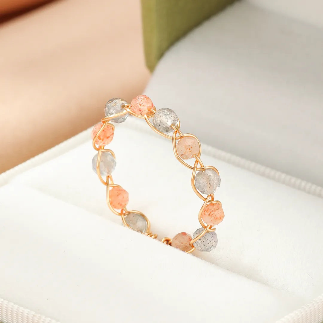 Sunstone and Moonstone Ring "Astral Shine"