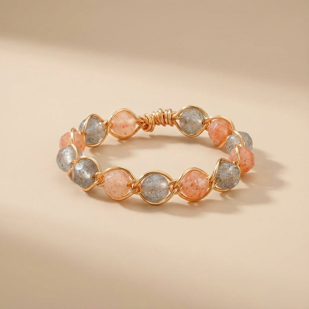 Sunstone and Moonstone Ring "Astral Shine"