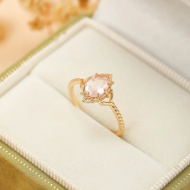 Rose Quartz Ring "Rosé Glow" Gold-Plated Silver