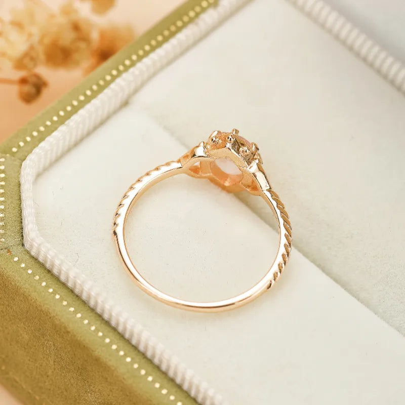 Rose Quartz Ring "Rosé Glow" Gold-Plated Silver