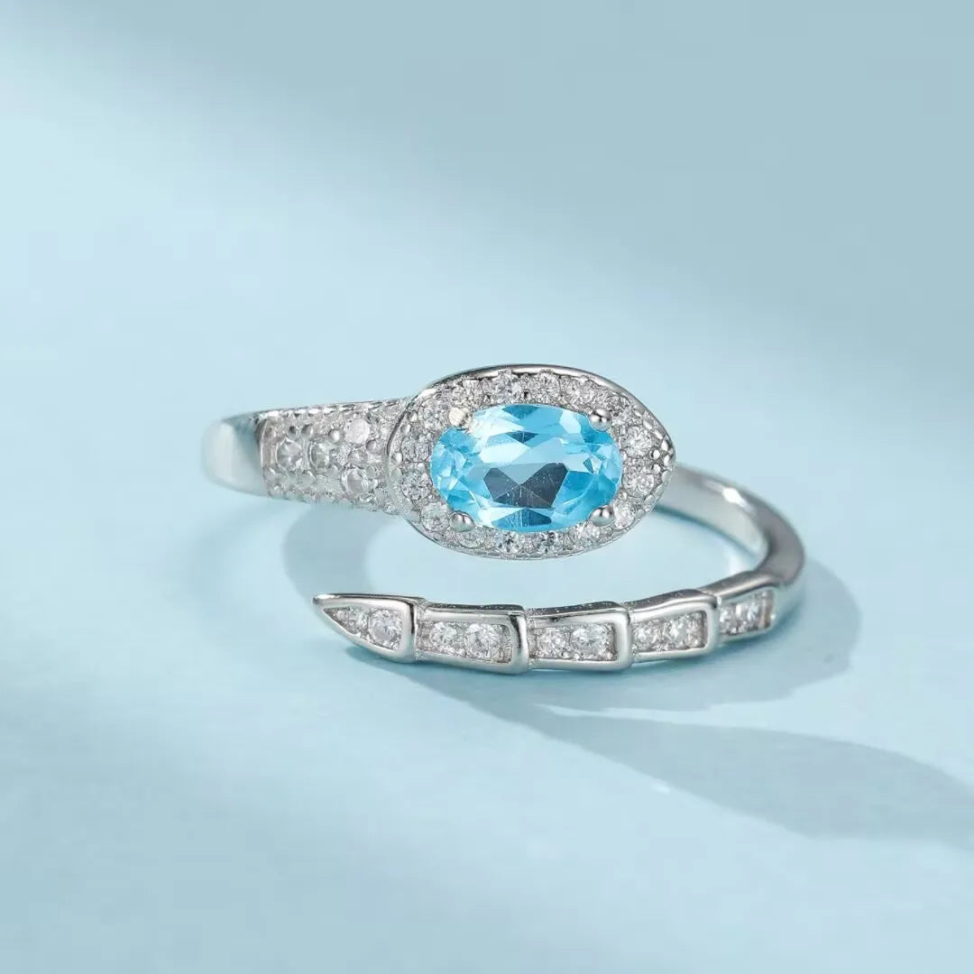 Anillo Serpiente Topacio "Brillo de Renacimiento" Plata