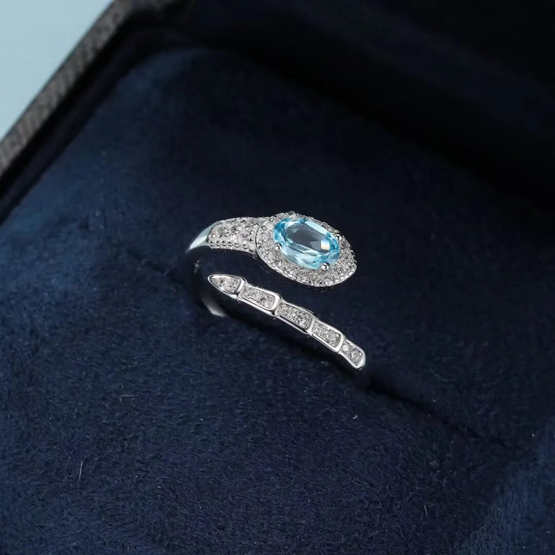 Anillo Serpiente Topacio "Brillo de Renacimiento" Plata