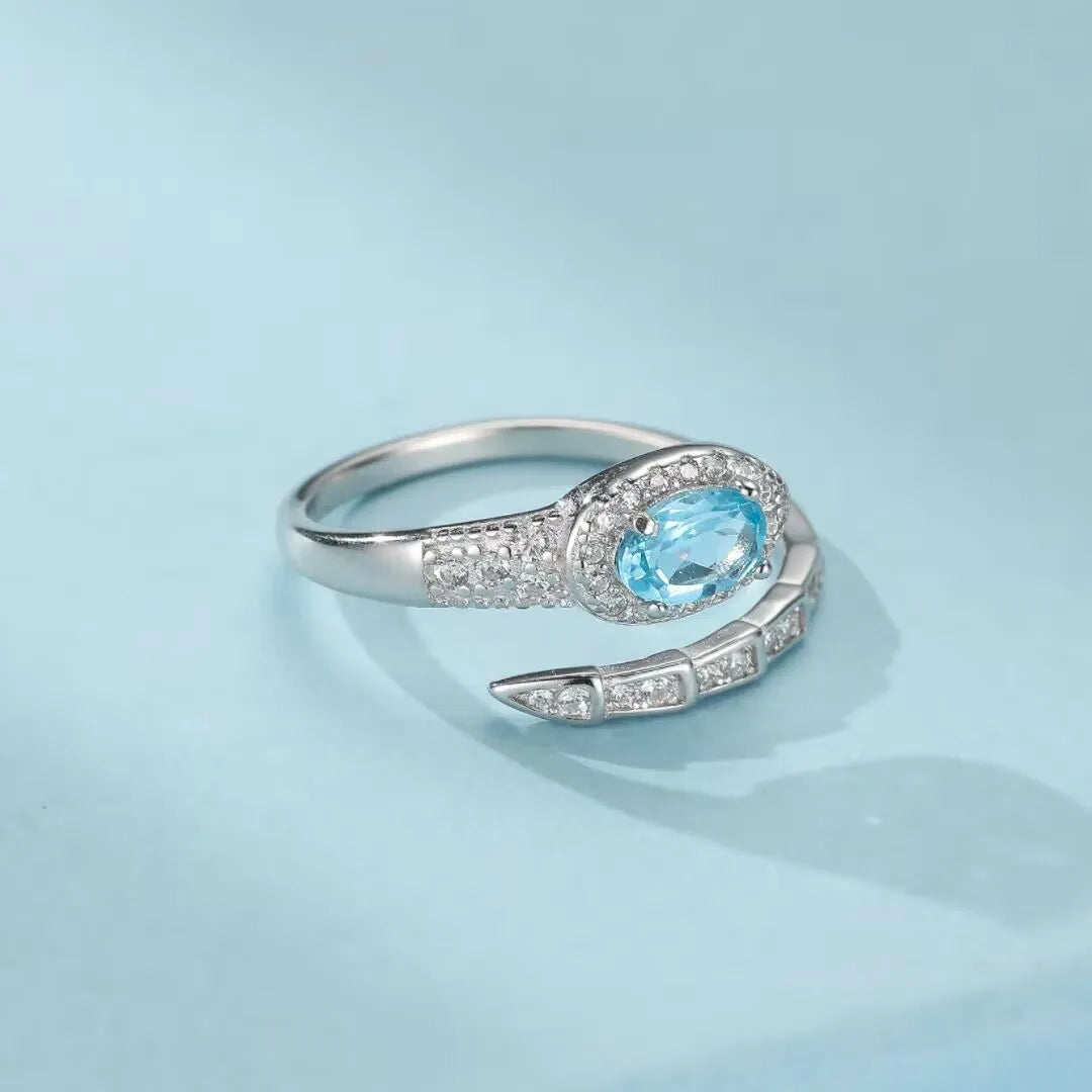 Anillo Serpiente Topacio "Brillo de Renacimiento" Plata