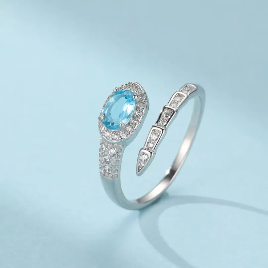 Anillo Serpiente Topacio "Brillo de Renacimiento" Plata