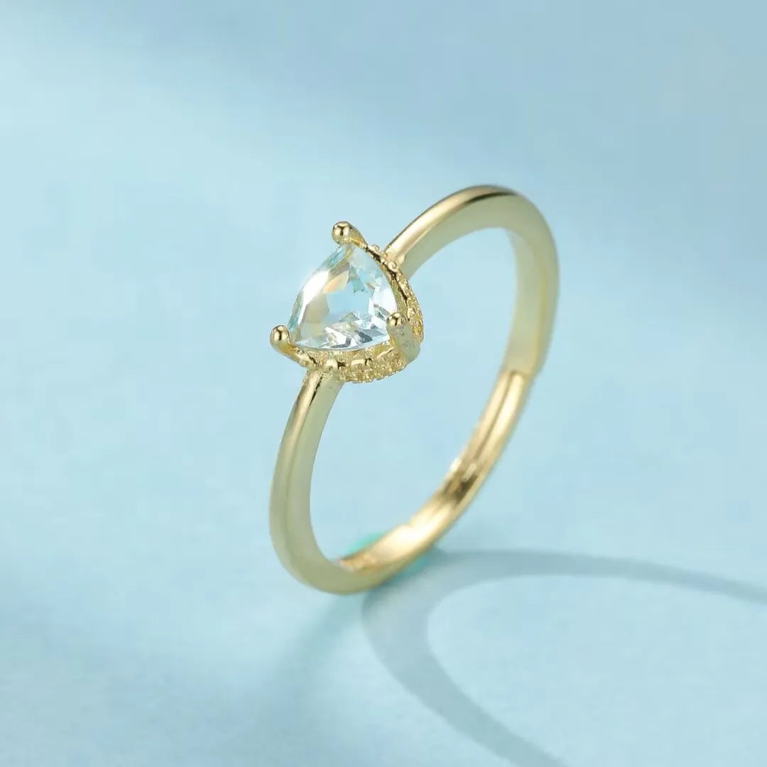 Anello Topazio "Chiarezza Celeste" Argento Dorato Oro 18K
