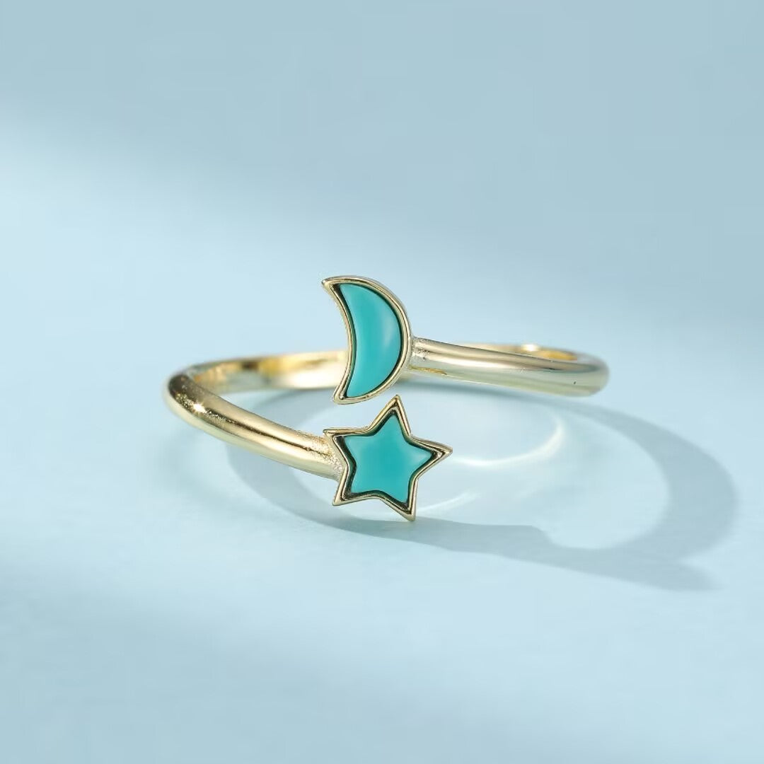 Turquoise Ring “Celestial Balance” Gold-Plated Silver