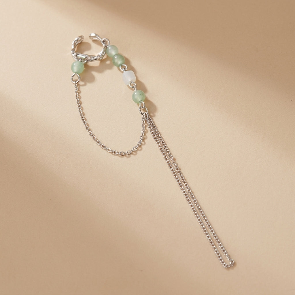 Boucle d'Oreille Aventurine "Sérénité Naturelle" Argent @main