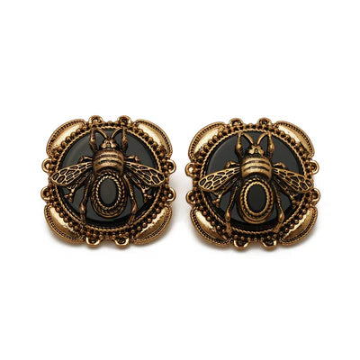 Boucles d'Oreilles Agate "Abeille Dorée" - 12