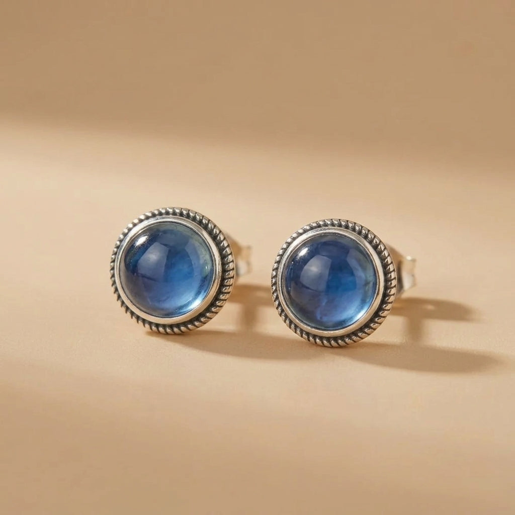Boucles d'Oreilles Aigue Marine "Sérénité Maritime" Argent @main