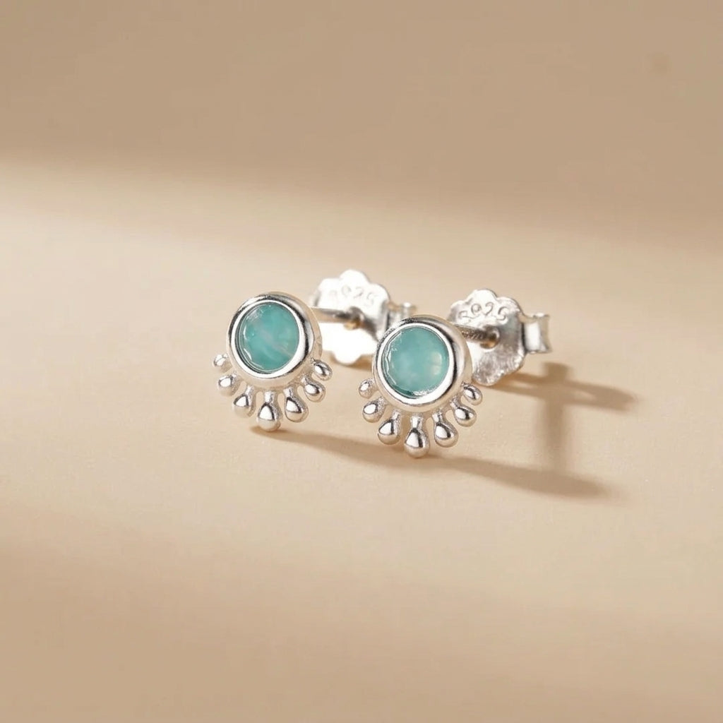 Boucles d'Oreilles Amazonite "Vagues Apaisantes" Argent @main
