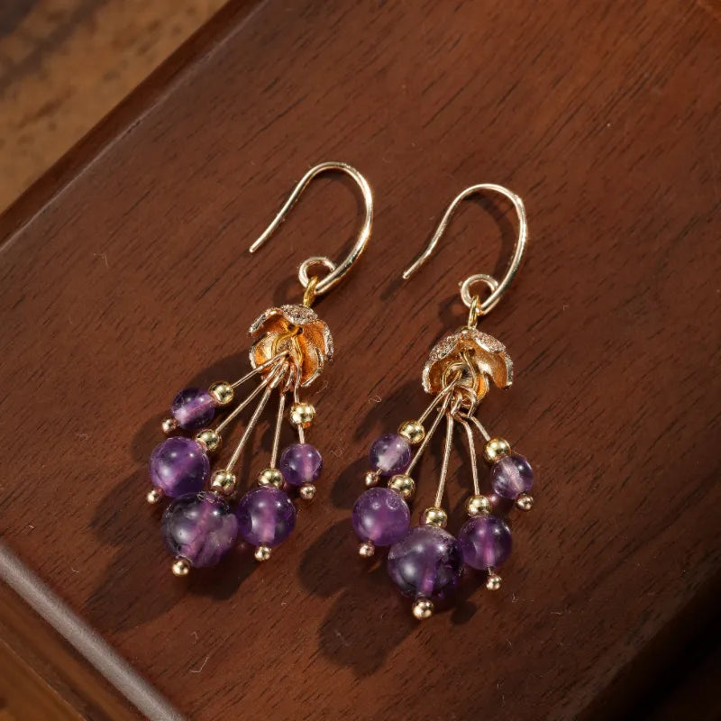 Amethyst Earrings "Purple Bloom"