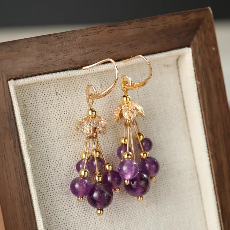 Amethyst Earrings "Purple Bloom"