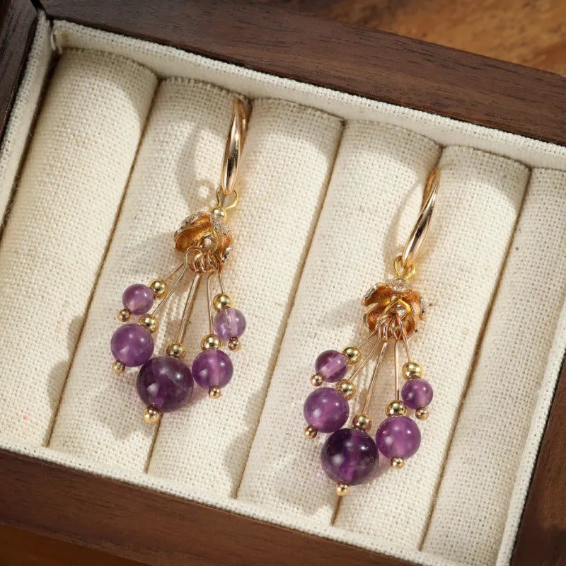 Amethyst Earrings "Purple Bloom"