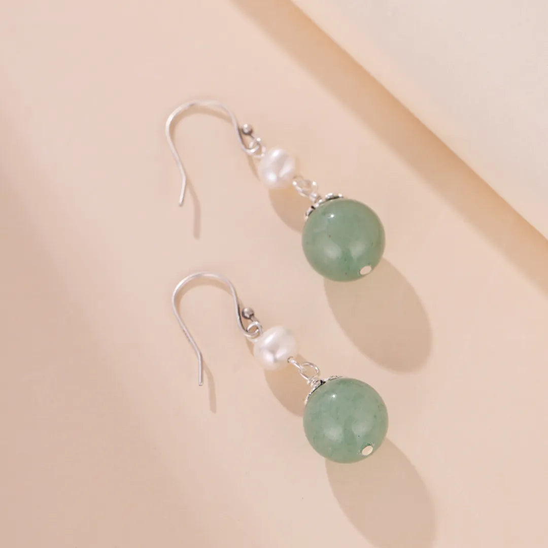 Earrings Aventurine "Natural Elegance" Silver