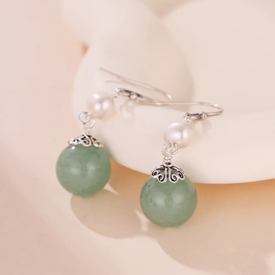 Earrings Aventurine "Natural Elegance" Silver