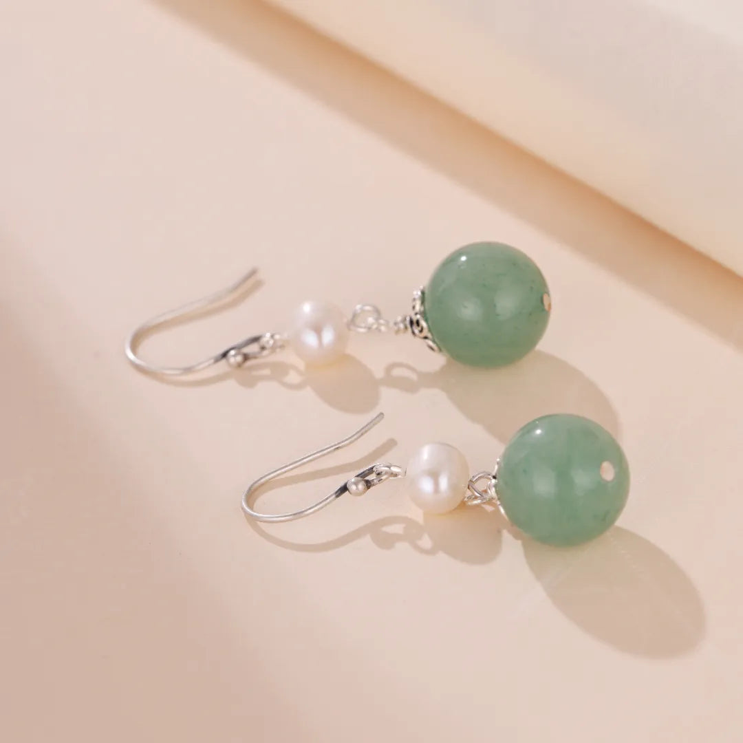 Earrings Aventurine "Natural Elegance" Silver