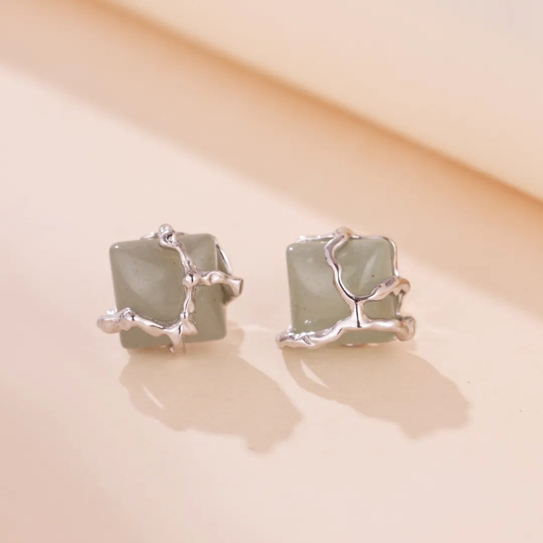 Aventurine Earrings "Nature Embraced" Silver