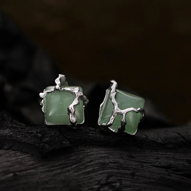 Aventurine Earrings "Nature Embraced" Silver