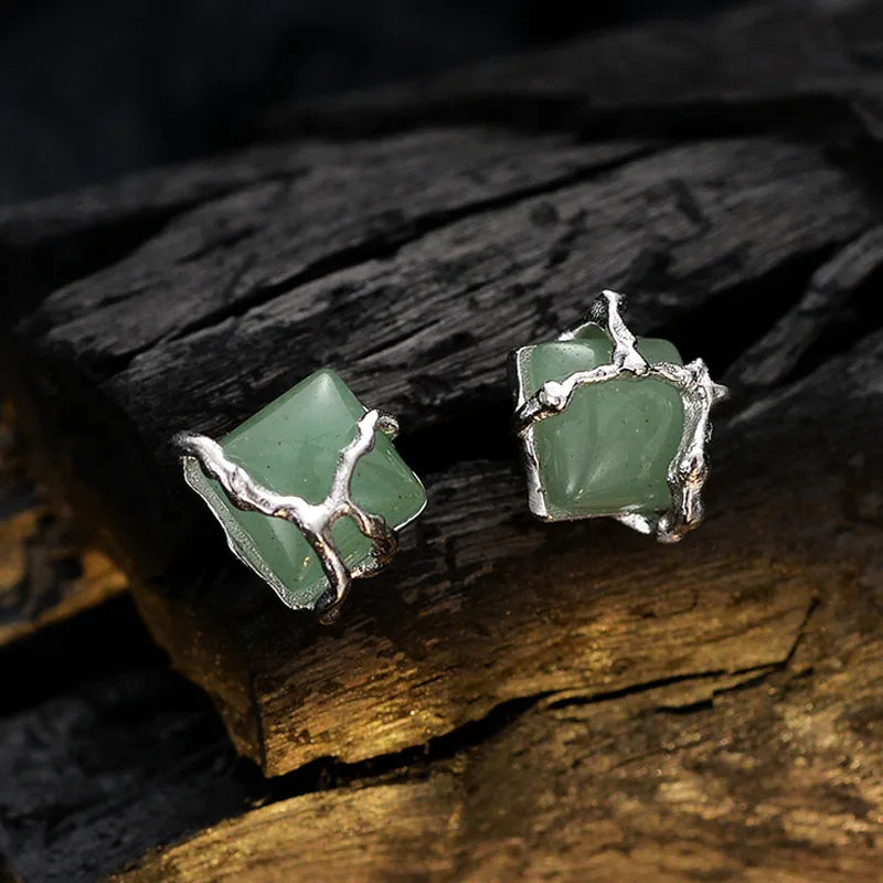 Aventurine Earrings "Nature Embraced" Silver