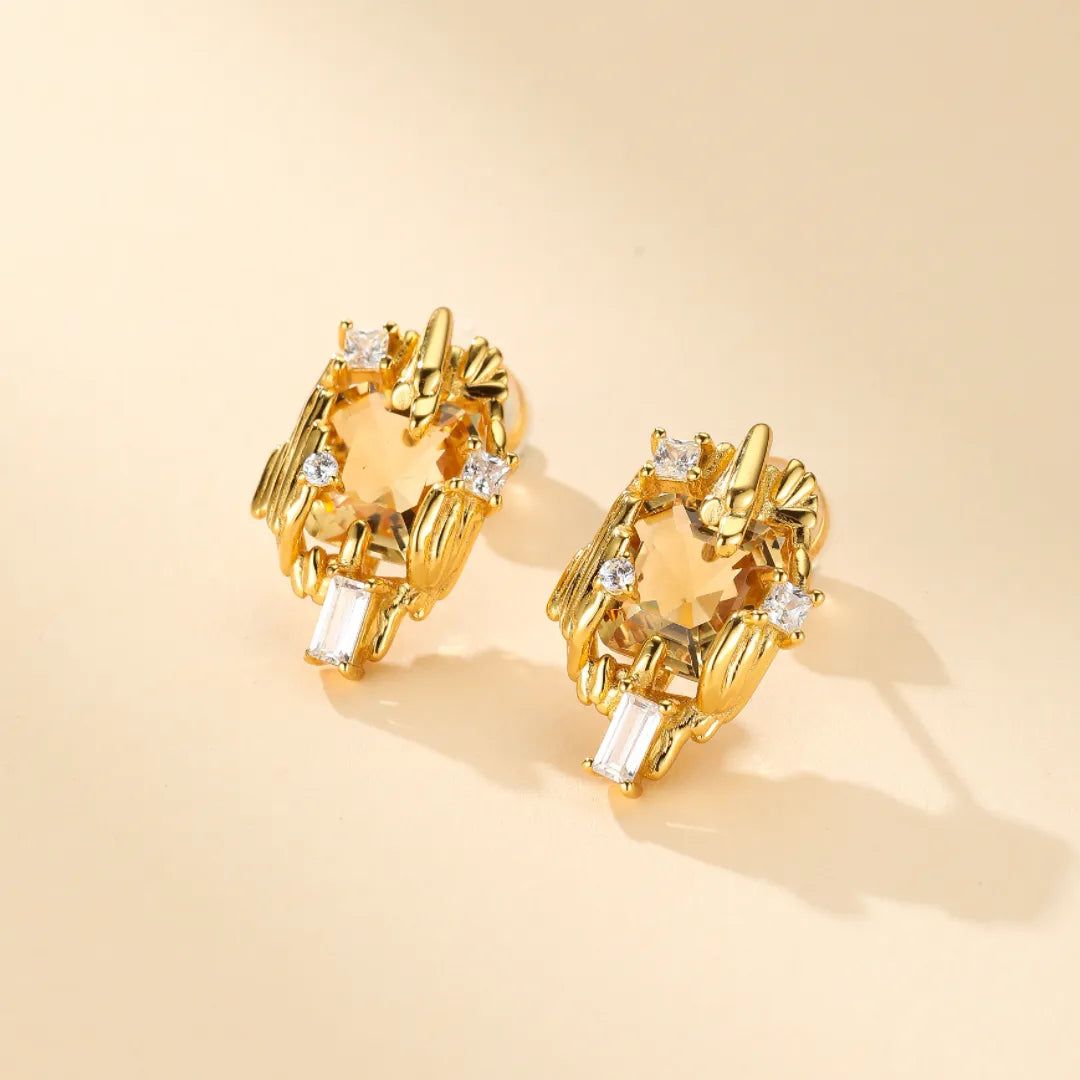 Citrine Earrings "Radiant Beauty" Gold-Plated Silver