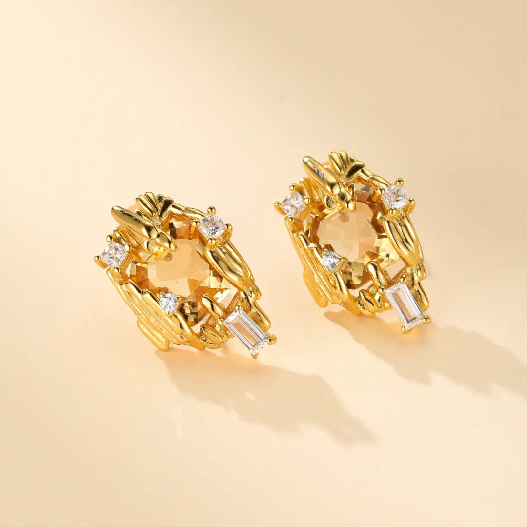 Citrine Earrings "Radiant Beauty" Gold-Plated Silver