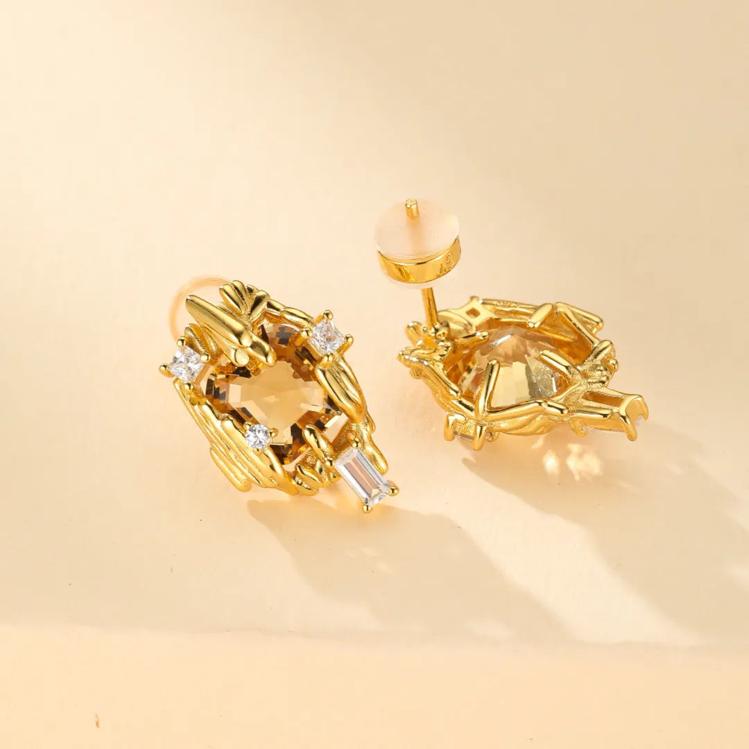 Citrine Earrings "Radiant Beauty" Gold-Plated Silver