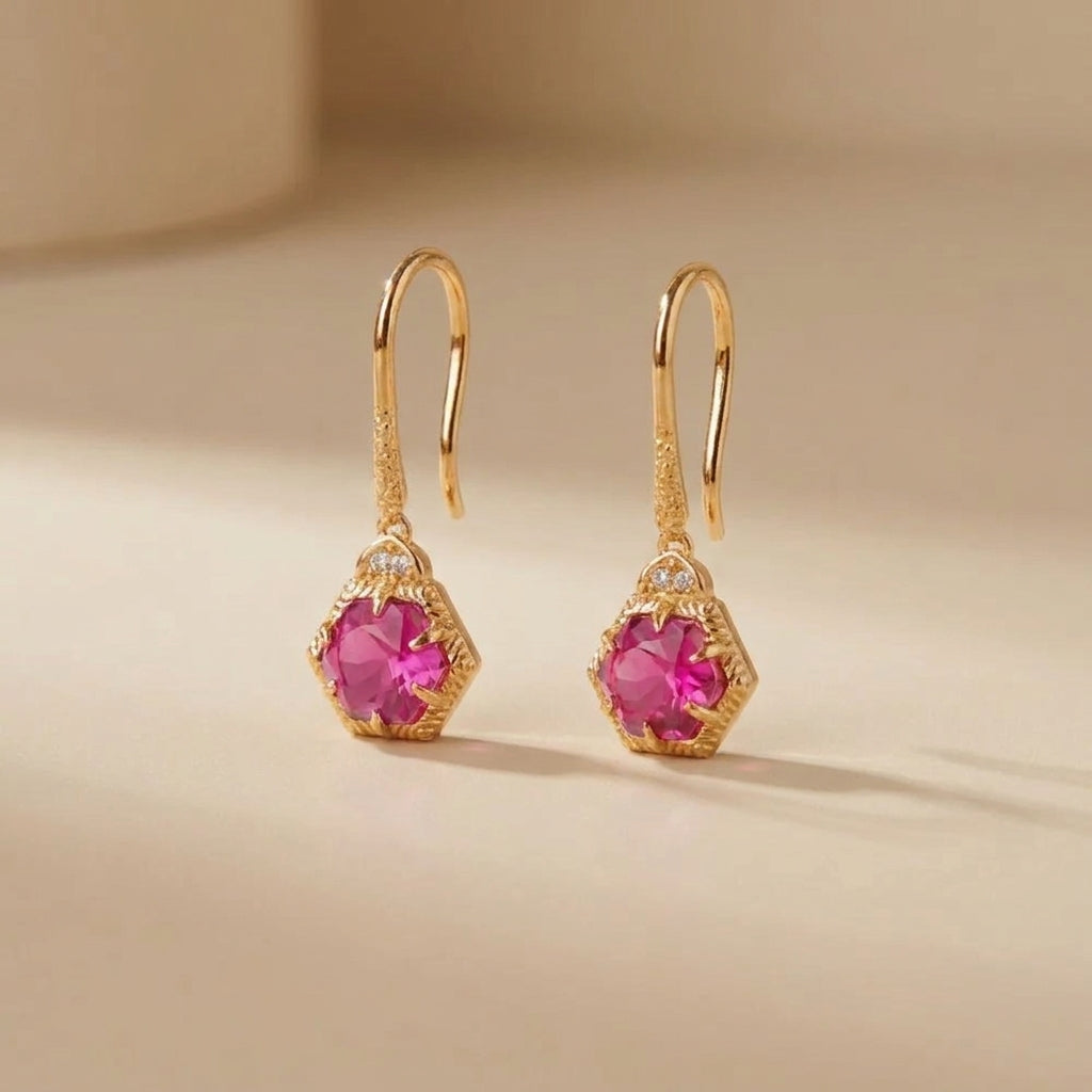Boucles d'Oreilles Cornaline "Charm de Vitalité" Argent Doré Or @main