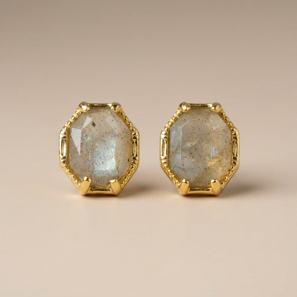 Labradorite Earrings "Mystical Elegance" Gold-Plated Silver
