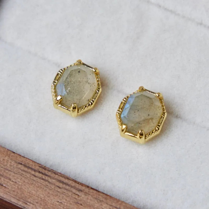 Labradorite Earrings "Mystical Elegance" Gold-Plated Silver