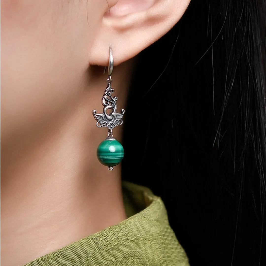 Malachite Earrings "Wings of Renaissance" Silver 925