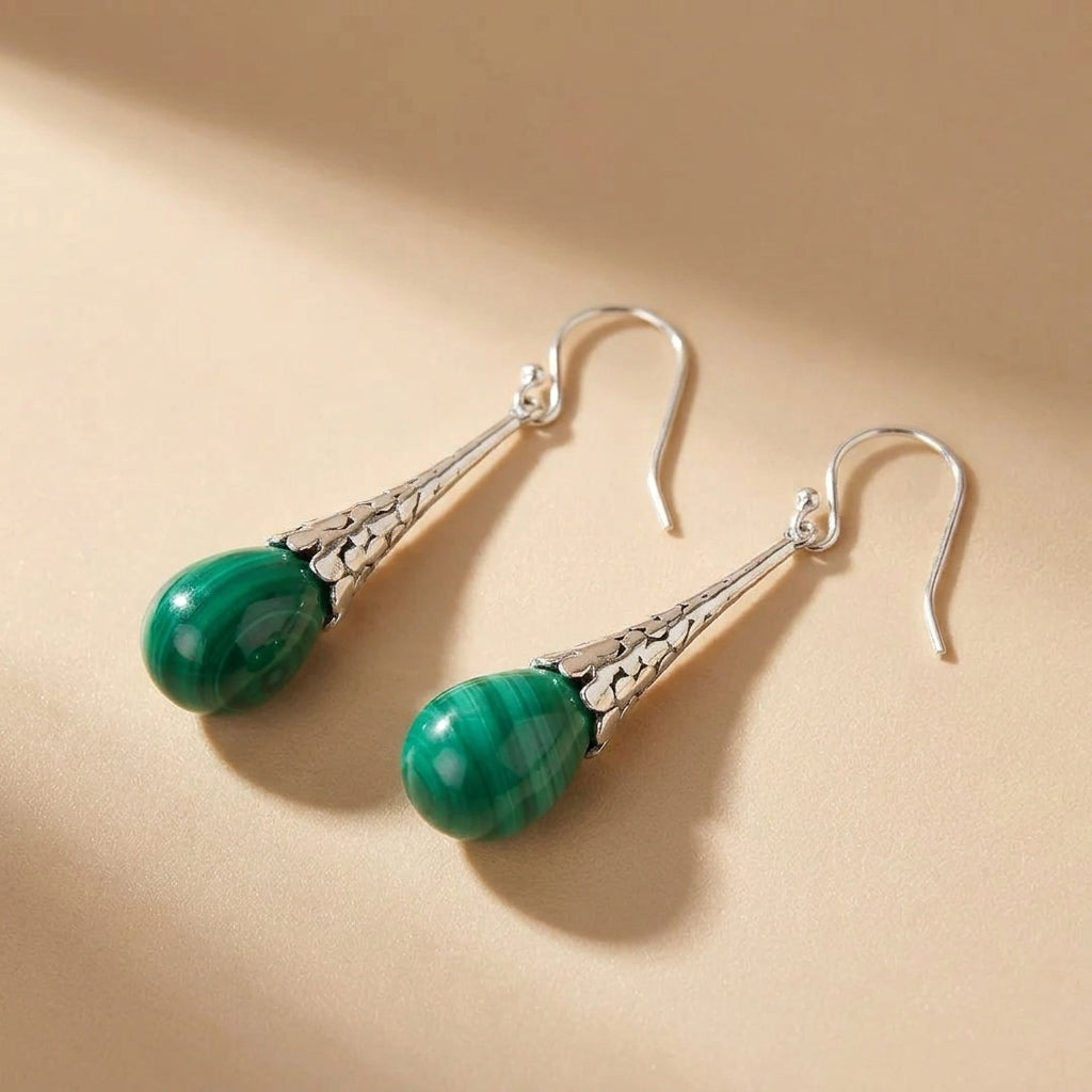 Boucles d’Oreilles Malachite "Éveil Naturel" Argent 925 @main