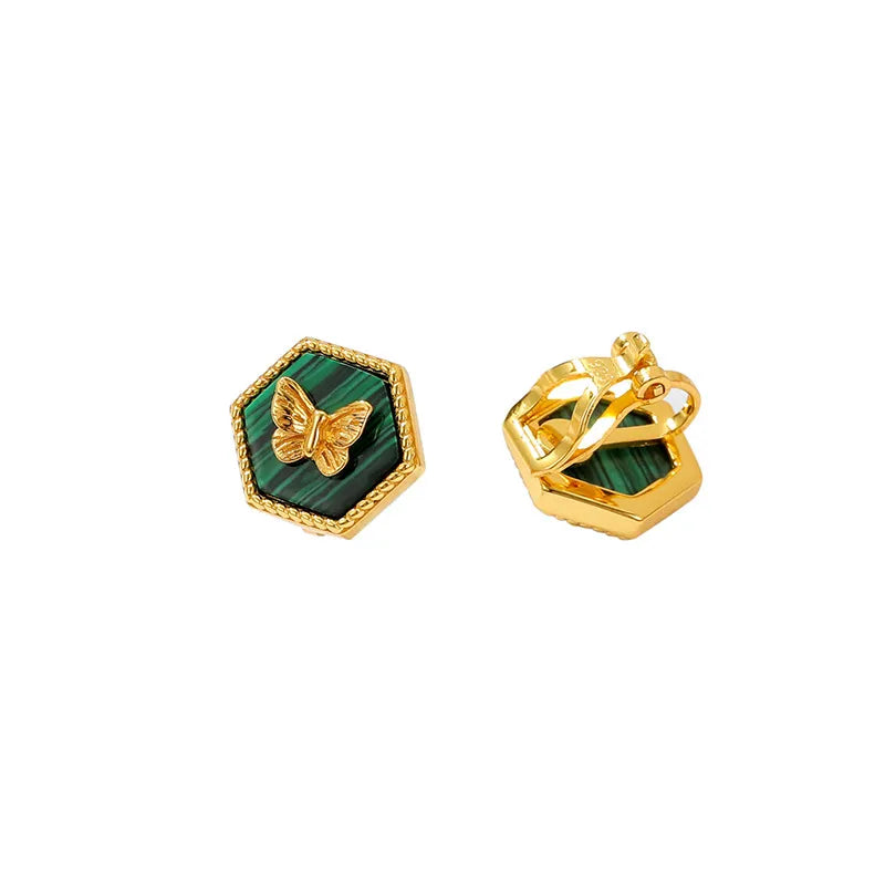 Malachite Earrings "Green Guardian" Gold Plated Silver