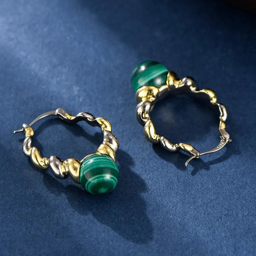 Boucles d’oreilles Malachite "Spirale Malachite" Argent 925