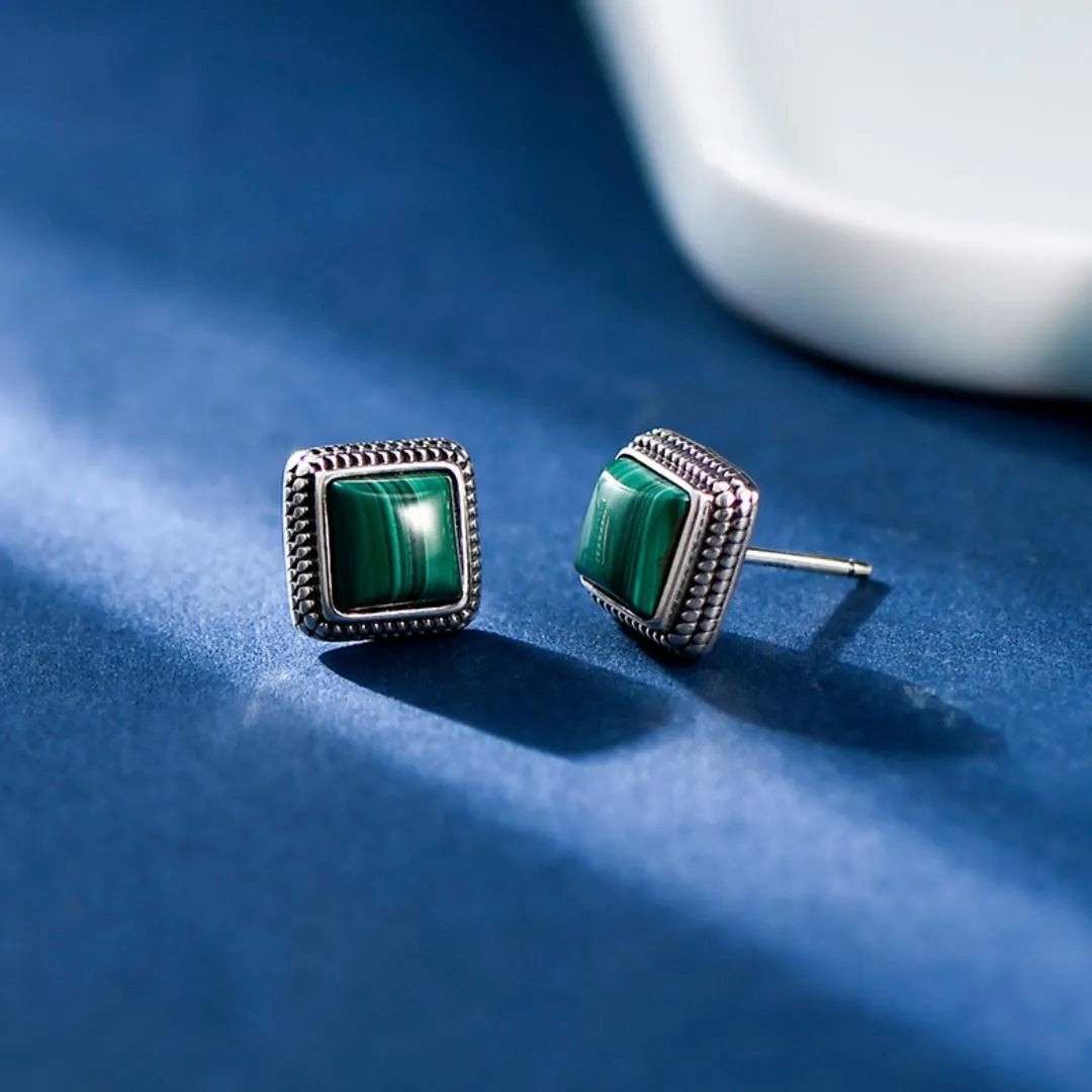 Orecchini in Malachite "Verde Elegante" Argento 925