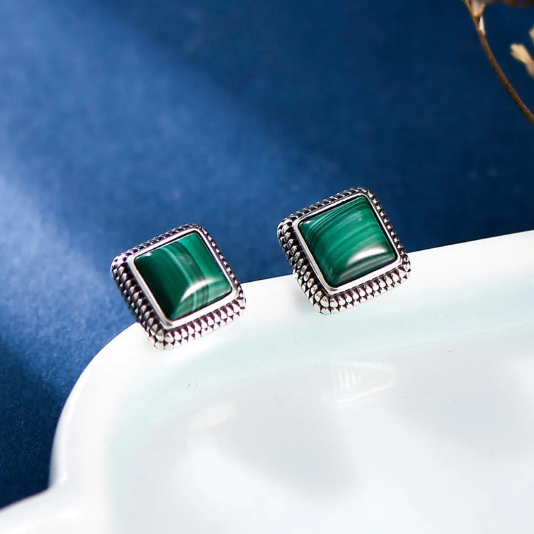 Orecchini in Malachite "Verde Elegante" Argento 925