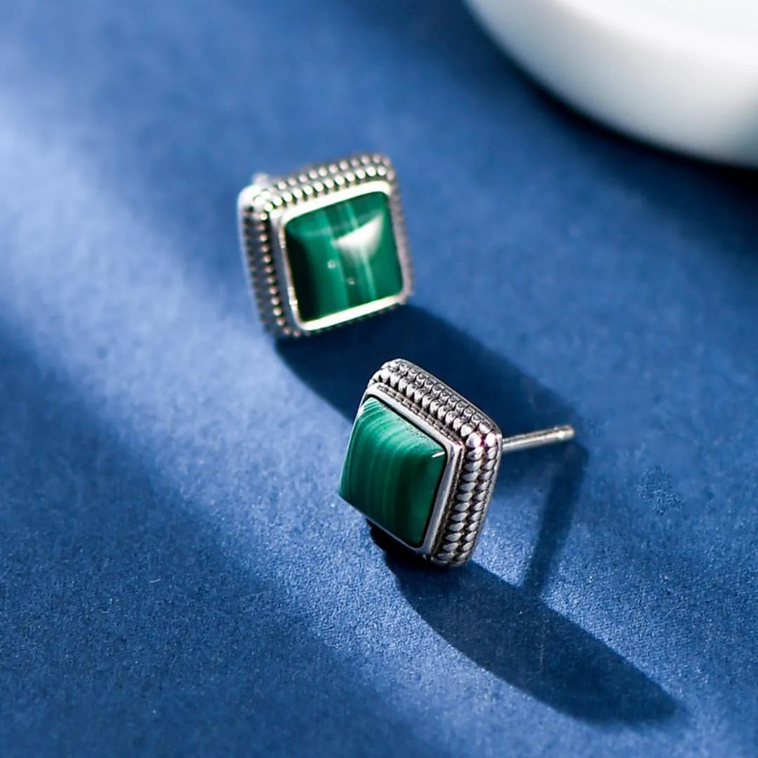 Orecchini in Malachite "Verde Elegante" Argento 925