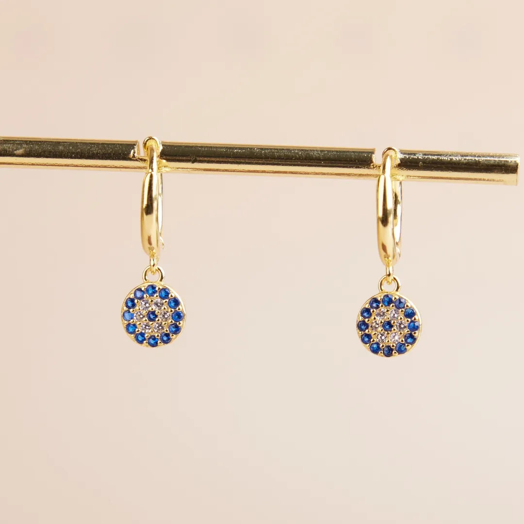 Evil Eye "Azure Charm" Gold-Plated Silver Earrings