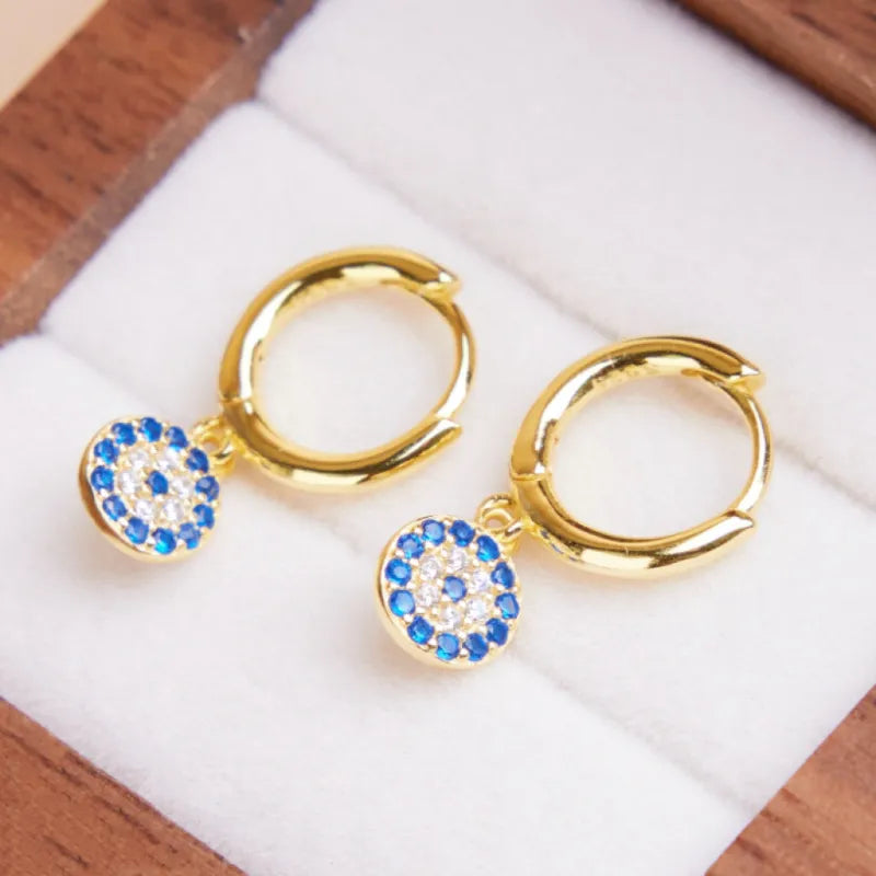 Evil Eye "Azure Charm" Gold-Plated Silver Earrings