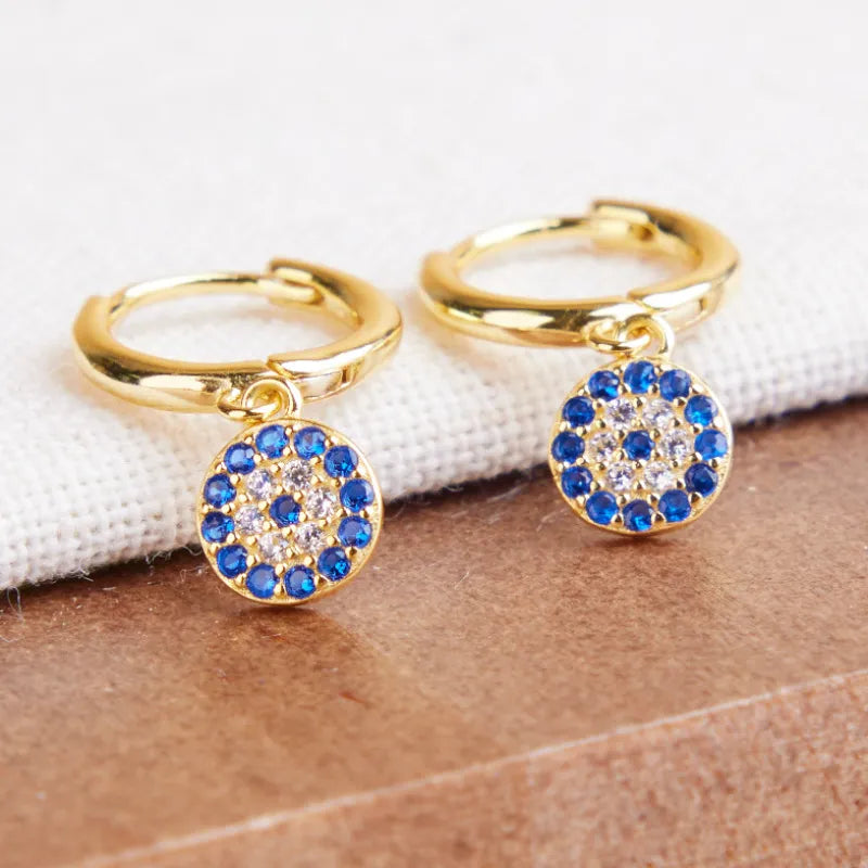 Evil Eye "Azure Charm" Gold-Plated Silver Earrings