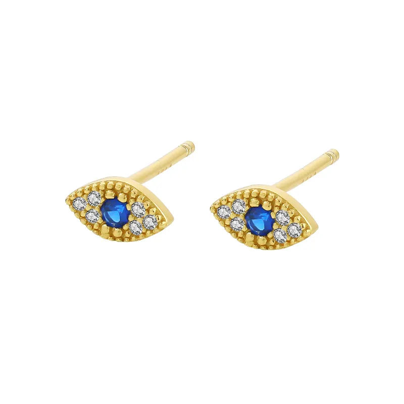 Evil Eye "Keep-Blue" Gold-Plated Silver Earrings