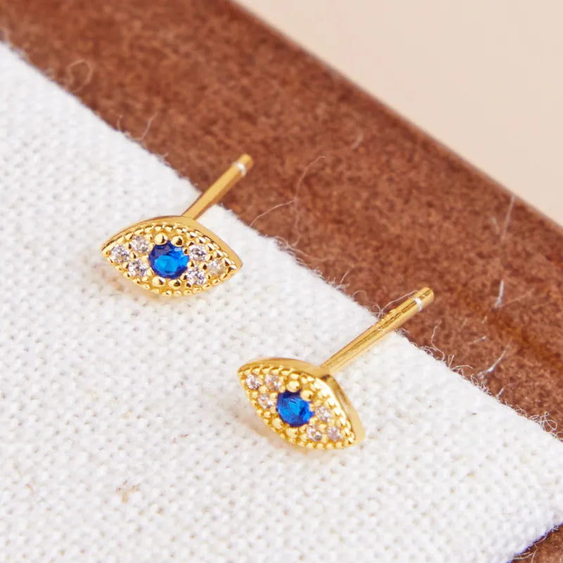 Evil Eye "Keep-Blue" Gold-Plated Silver Earrings