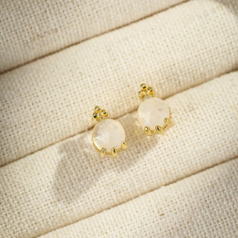 Moonstone Earrings "Lunar Drop" Gold-Plated Silver