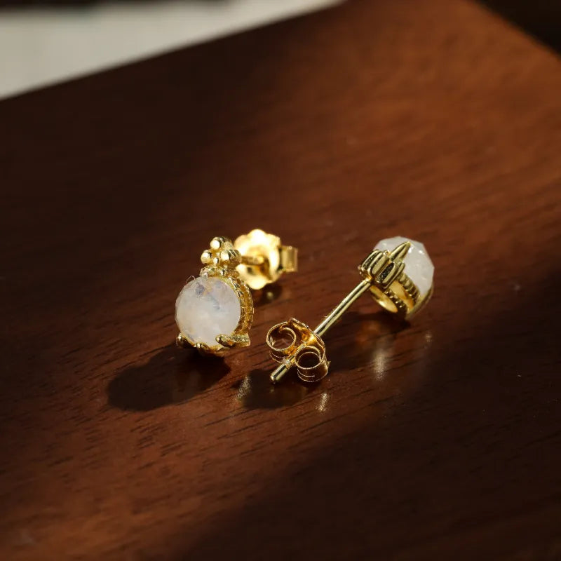 Moonstone Earrings "Lunar Drop" Gold-Plated Silver