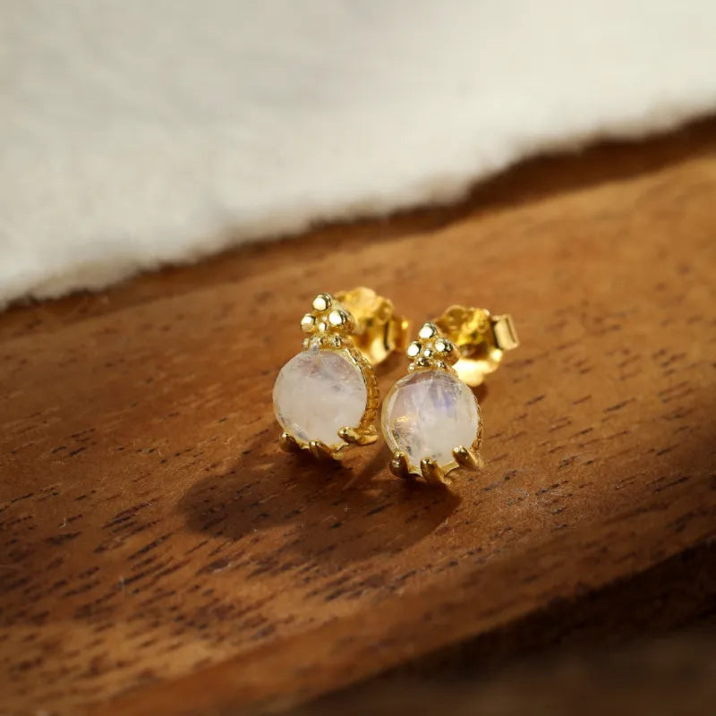 Moonstone Earrings "Lunar Drop" Gold-Plated Silver